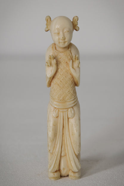 Chinese Carved Parasol Handle of a Lady
