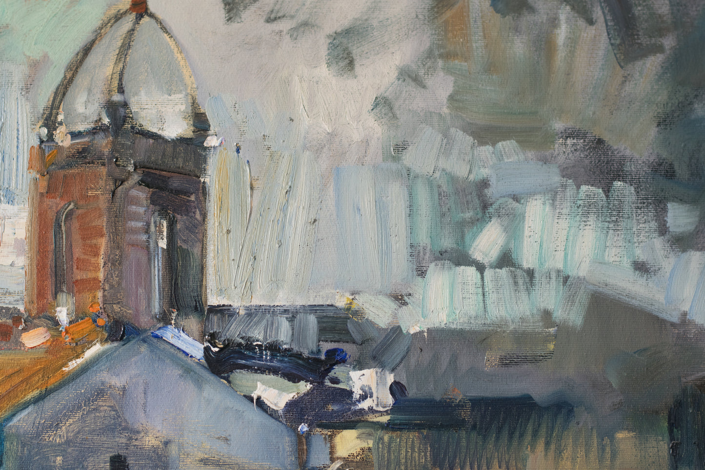 Expressionist Landscape with a View of a Church Tower_Detail