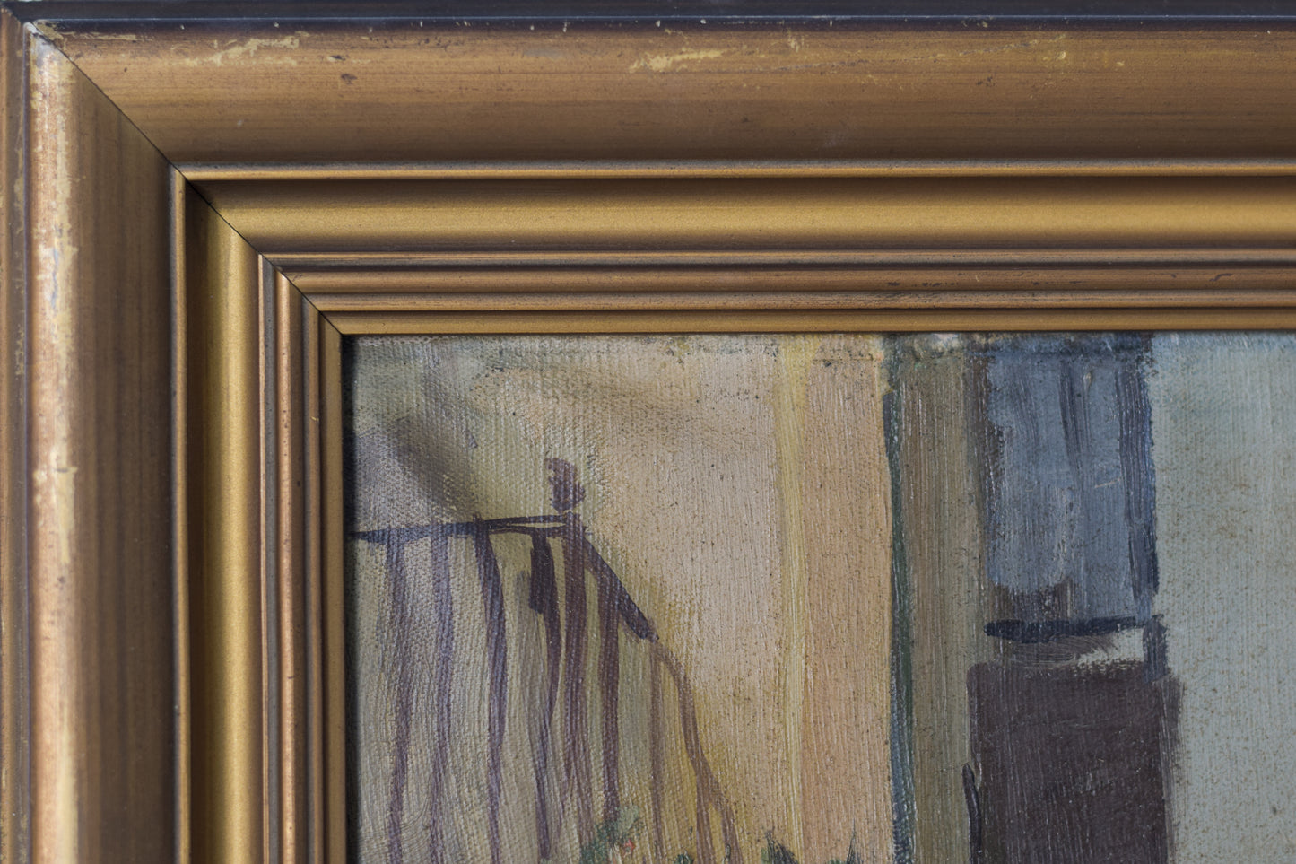 Post-Impressionist Style Painting of Barcelona Old Town_Frame detail