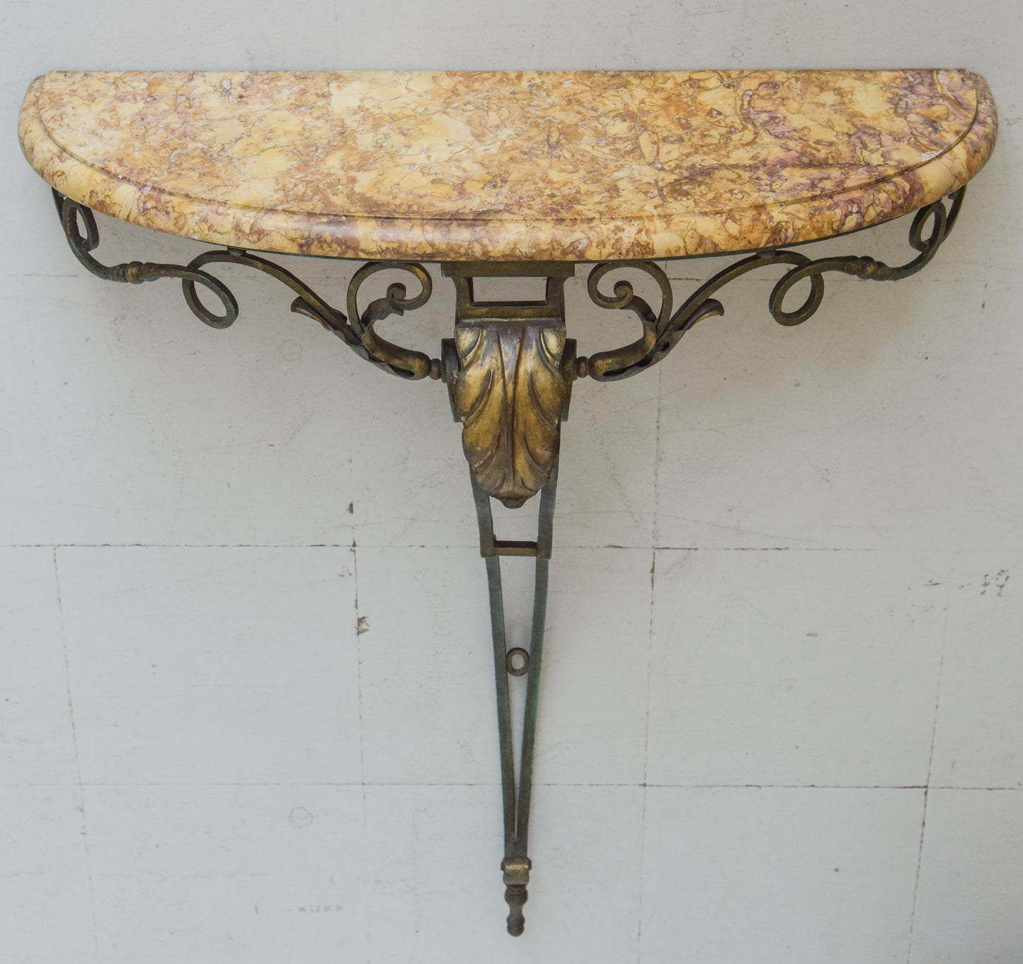 Antique Marble and Verdigris Patinated Iron - Console Table