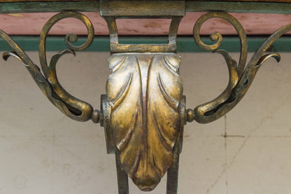 Antique Marble and Verdigris Patinated Iron - Console Table