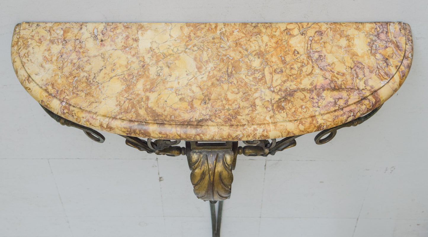 Antique Marble and Verdigris Patinated Iron - Console Table