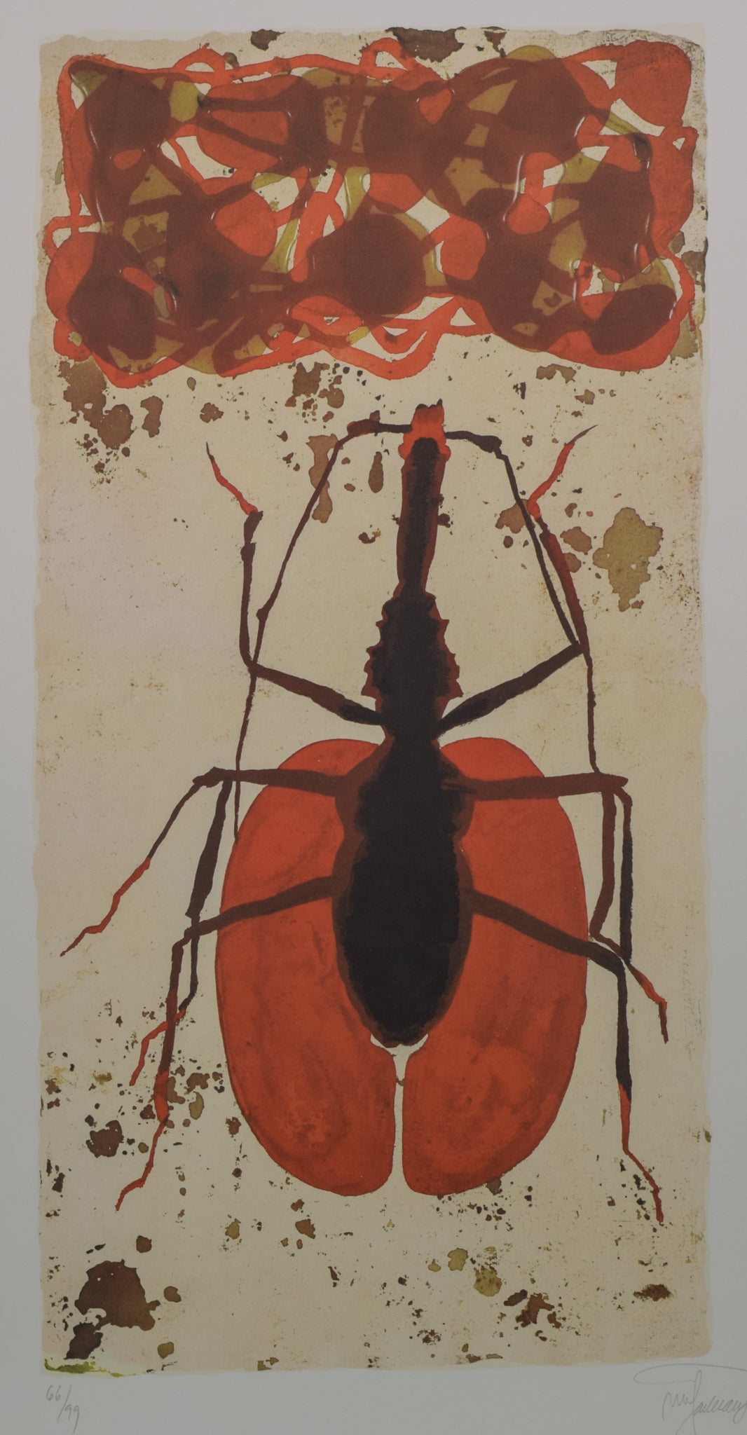 Queen Ant Lithograph in Red and Black