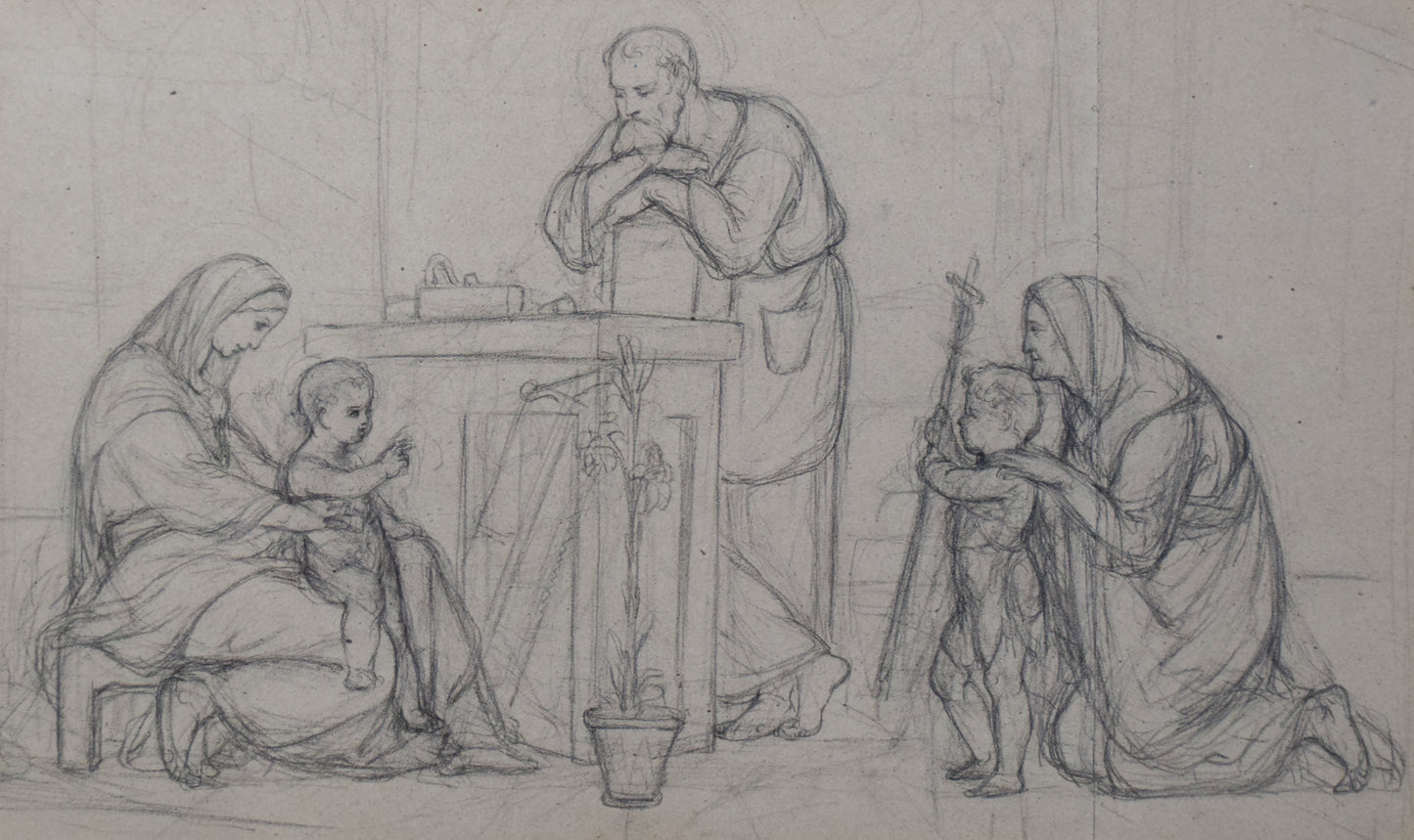 Pre-Raphaelite Drawing of the Holy Family