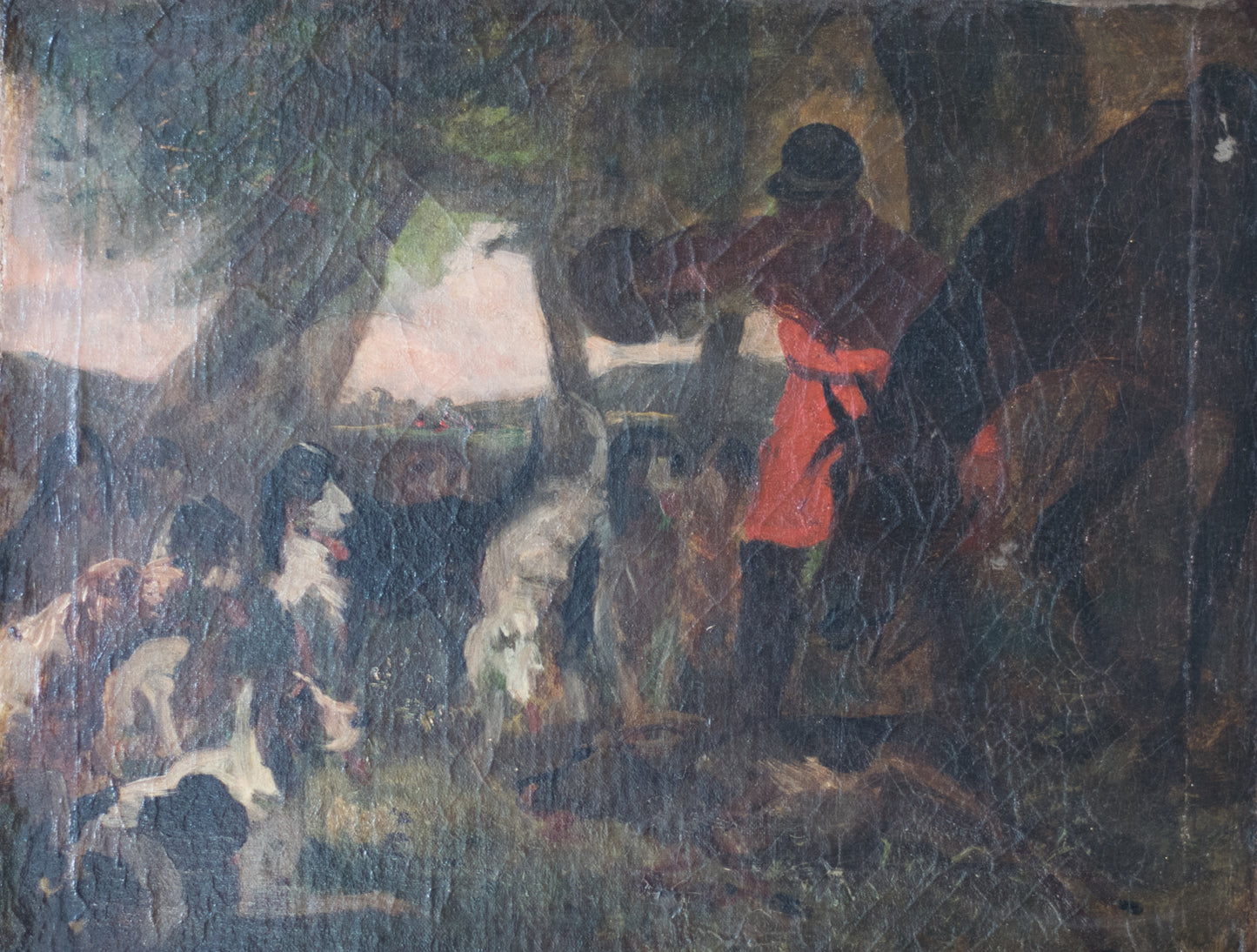 Study of a Hunting Scene - Oil on Canvas