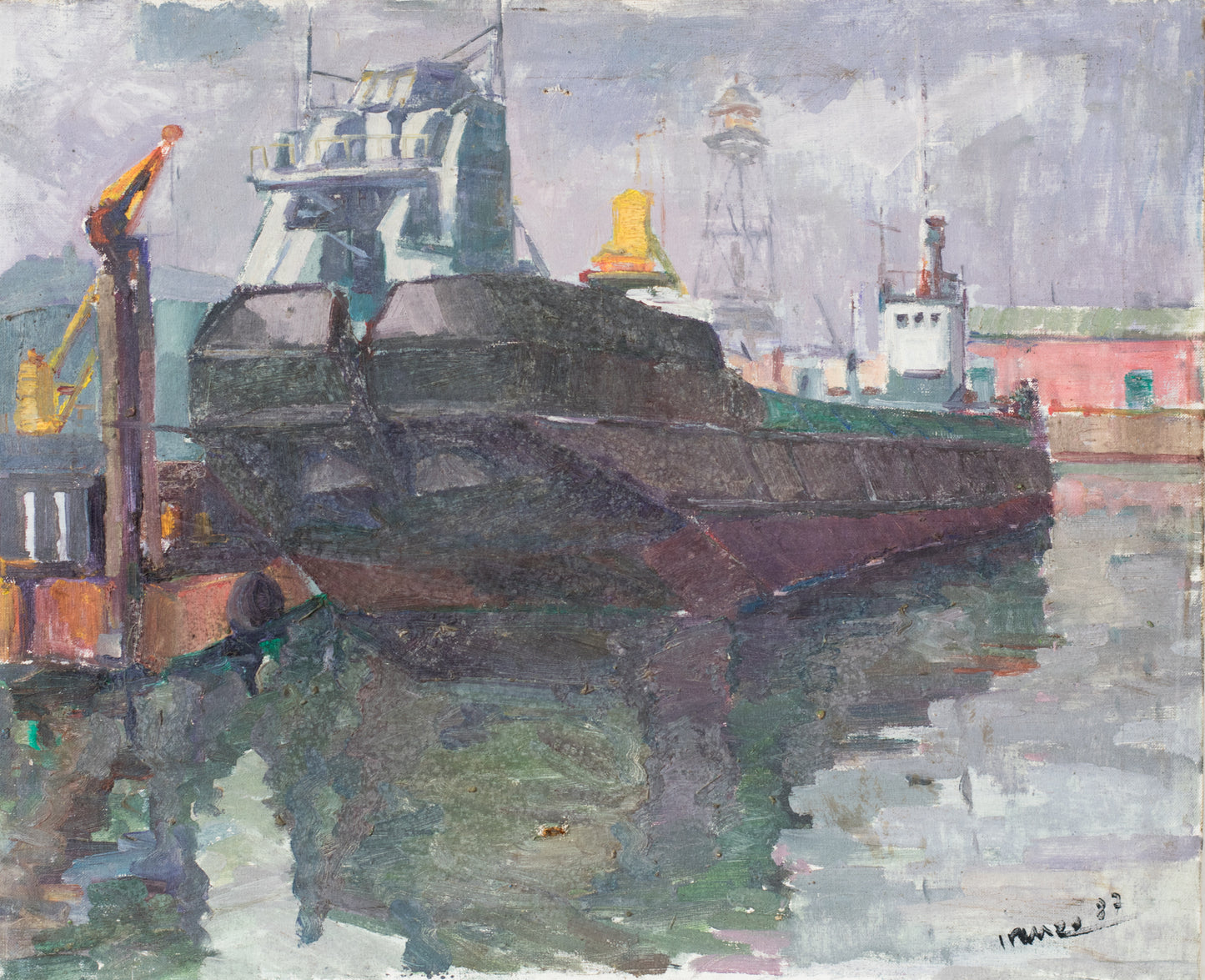 Harbour Scene with Large Tanker