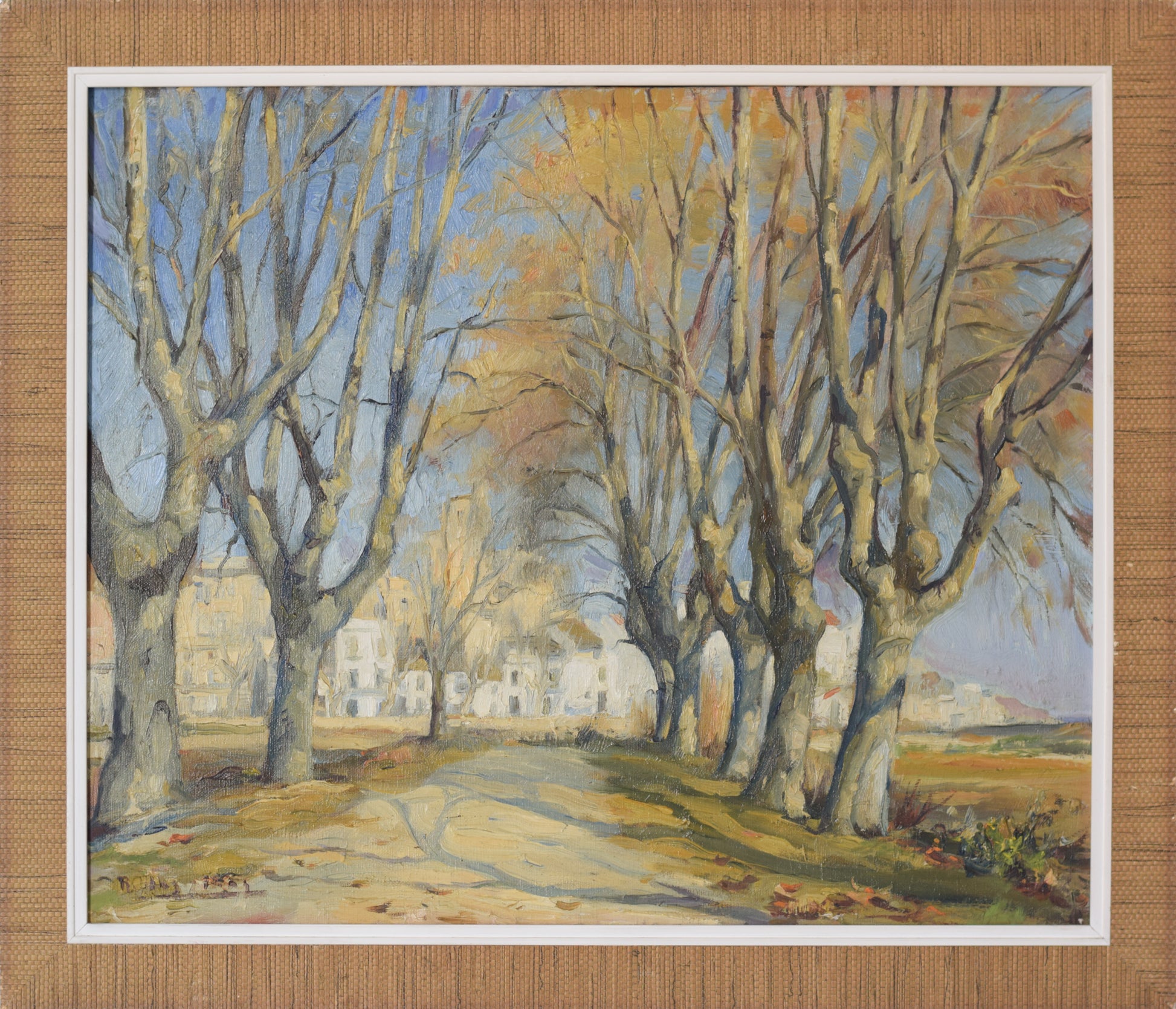 Impressionist Landscape with a Tree-lined Lane_Framed