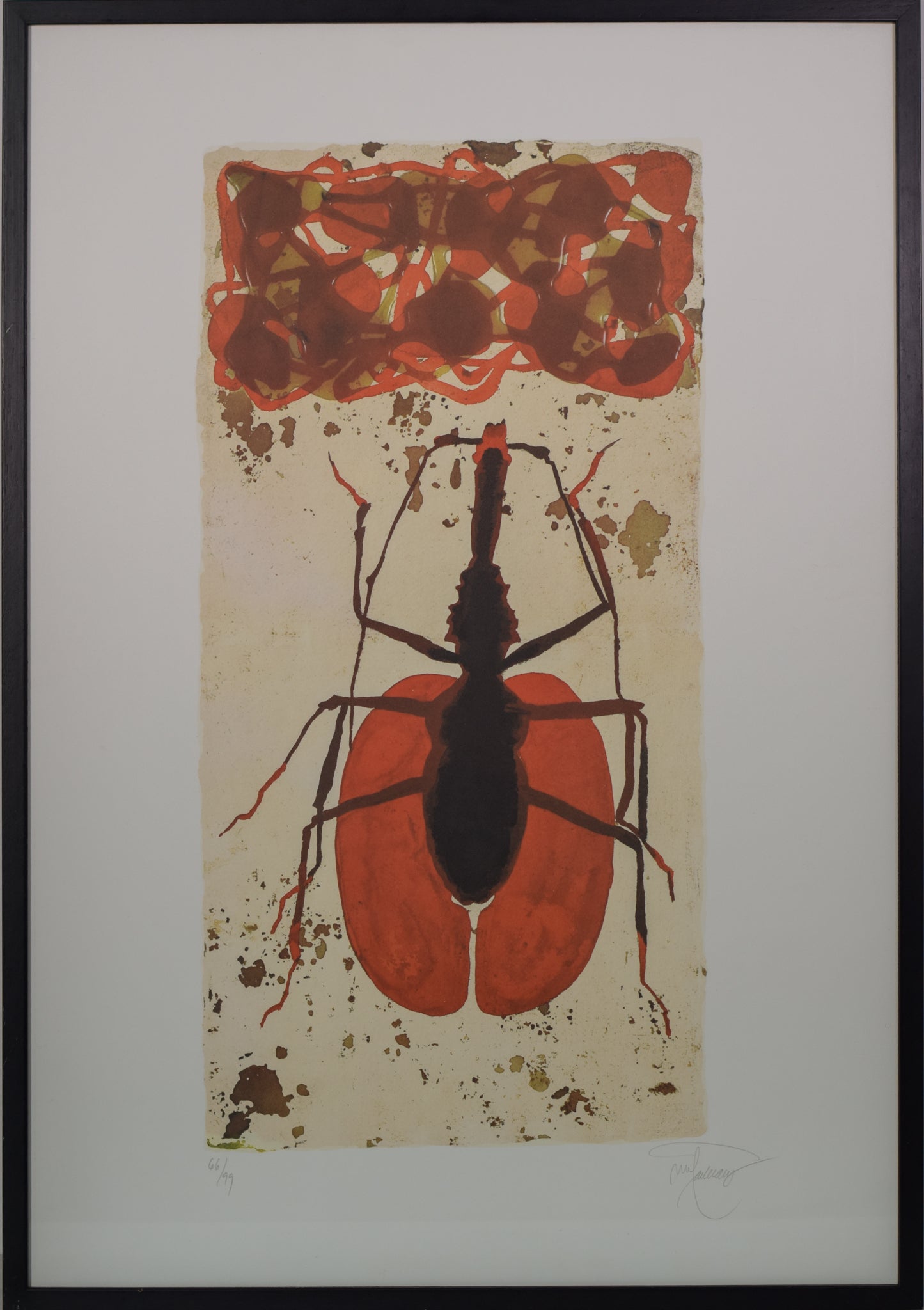 Queen Ant Lithograph in Red and Black_Framed
