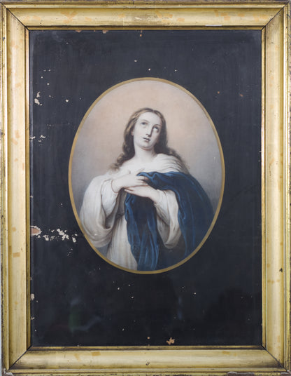 Gilded frame with lithograph of The Madonna