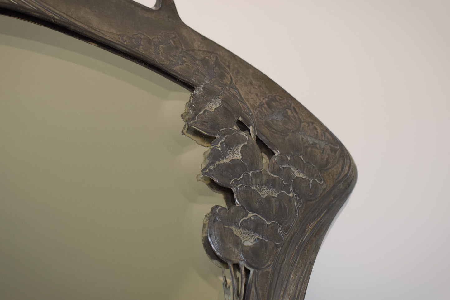 Art Nouveau Pewter Table Mirror_Detail 2