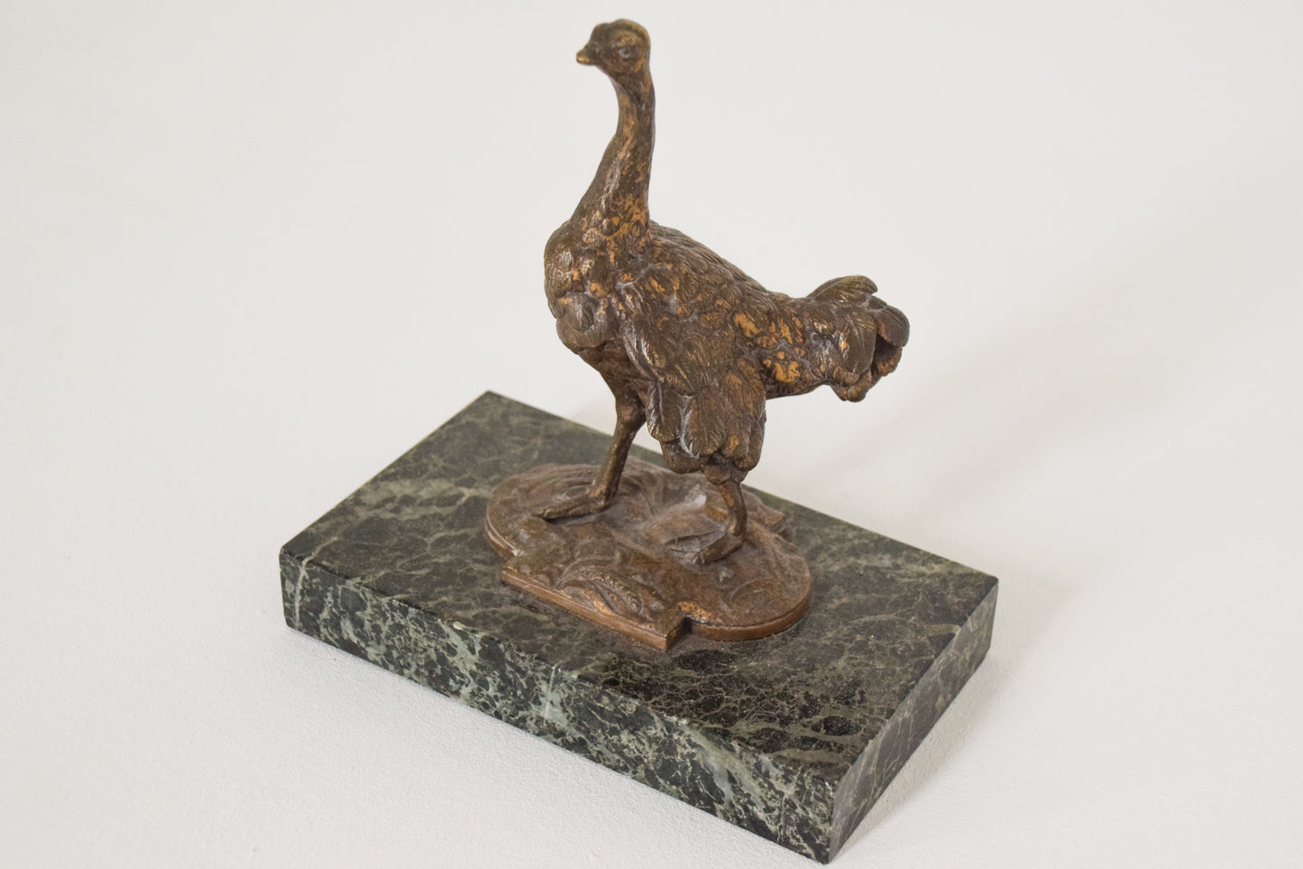 Antique Gold Painted Bronze Sculpture of an Ostrich