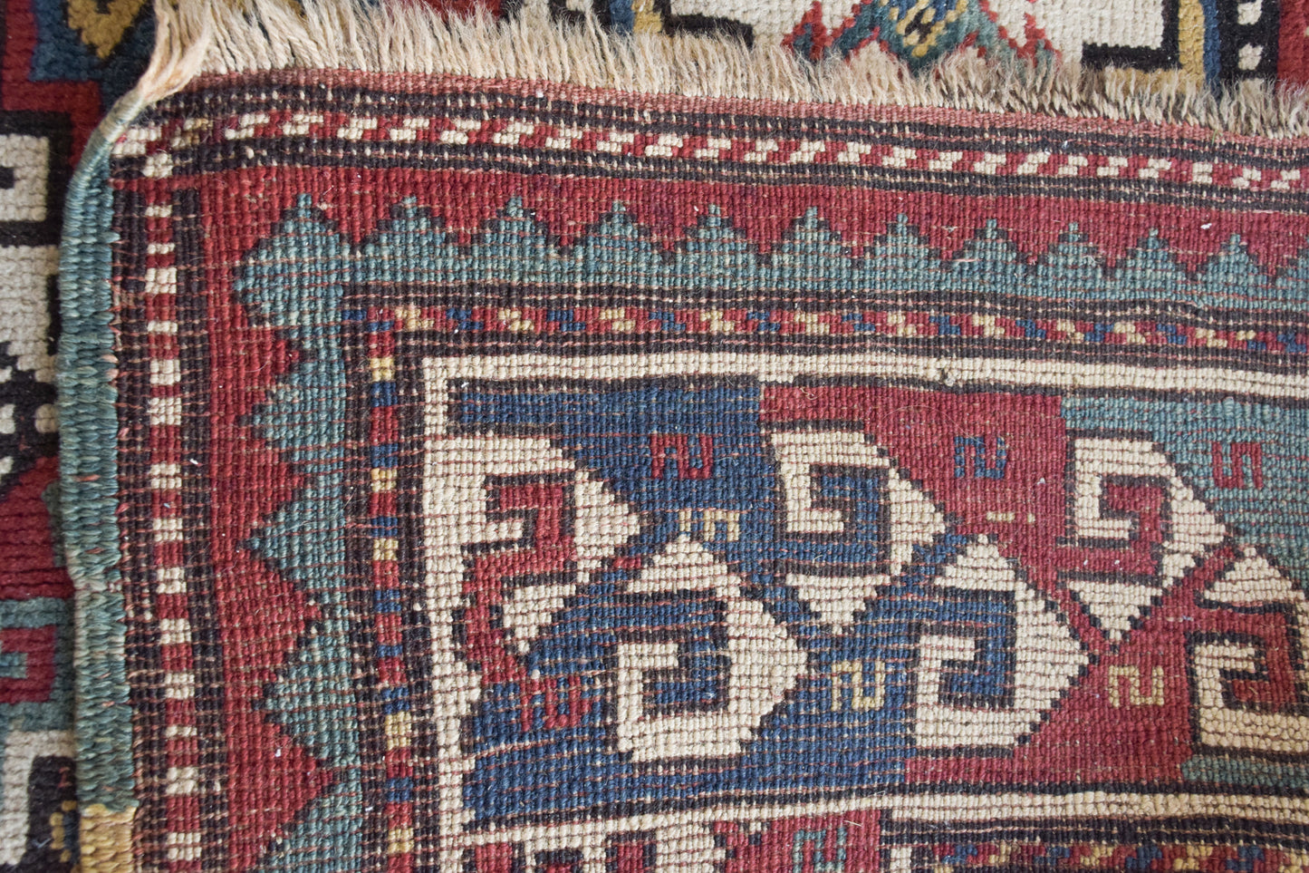 Handmade Antique Large Rug with a Geometric Design