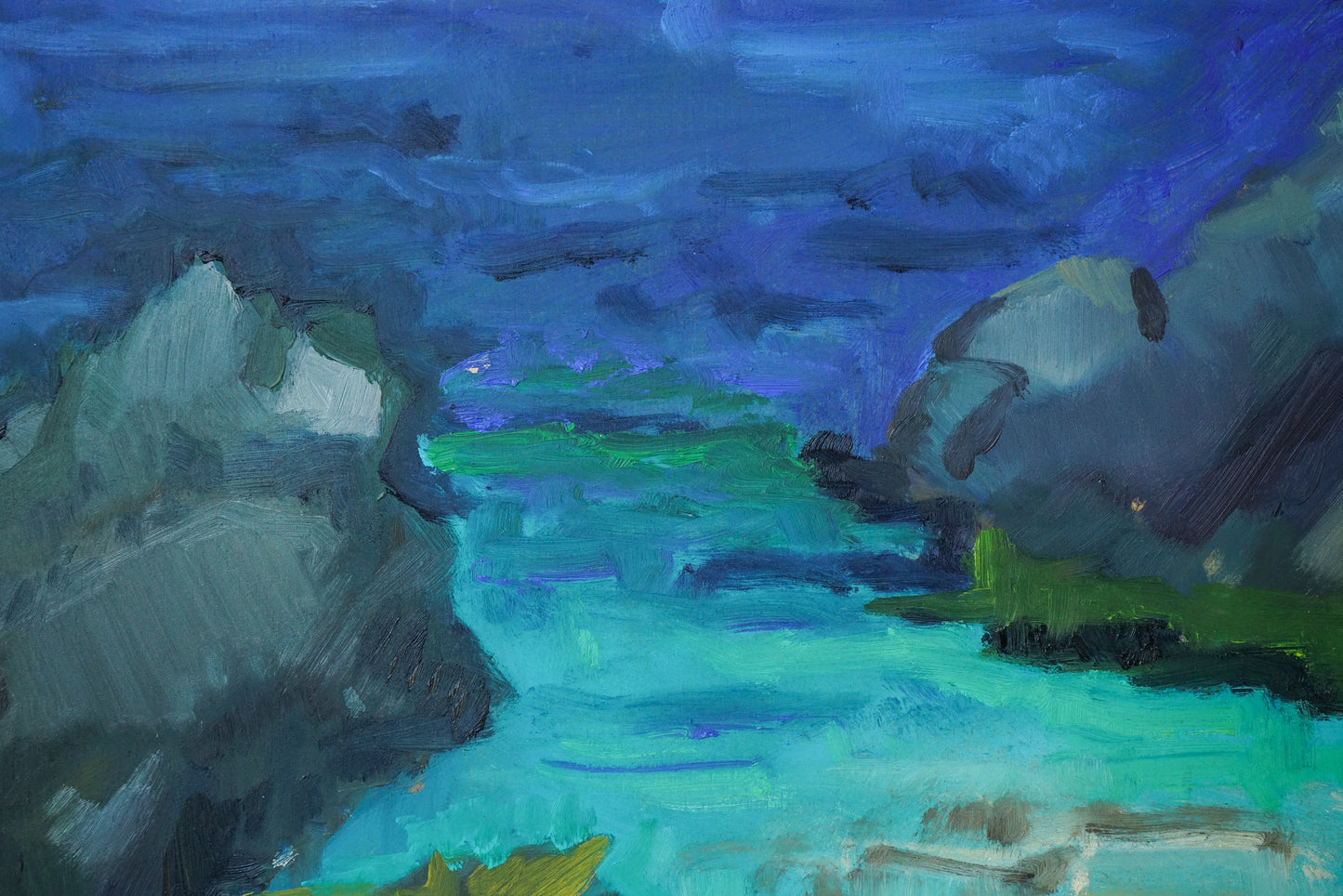 Tamariu Spain - Oil Sketch of a Rocky Bay