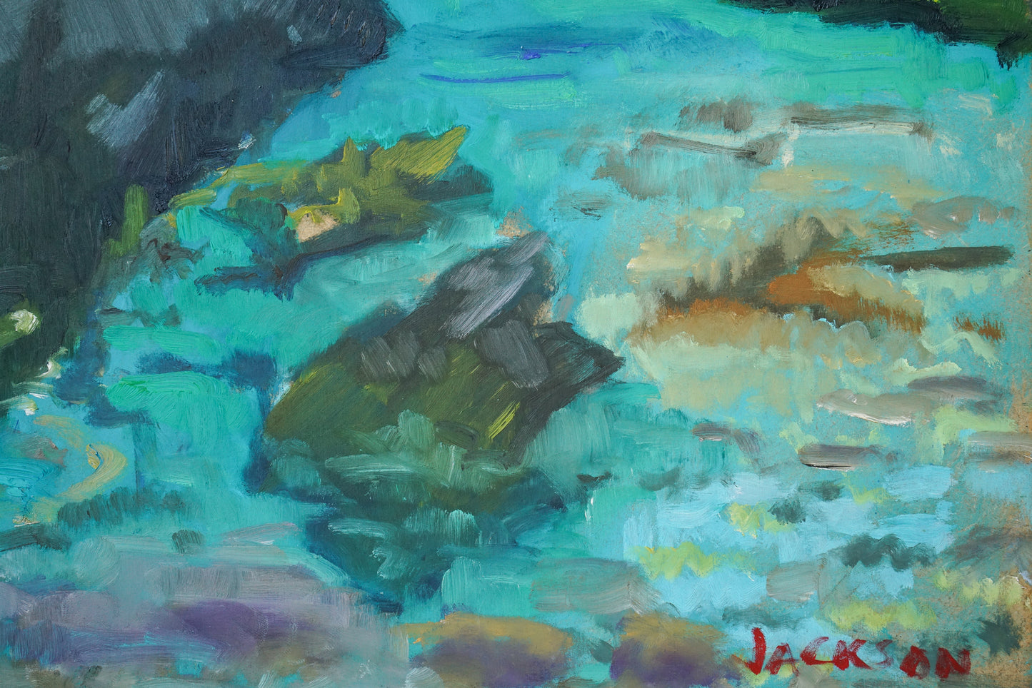 Tamariu Spain - Oil Sketch of a Rocky Bay