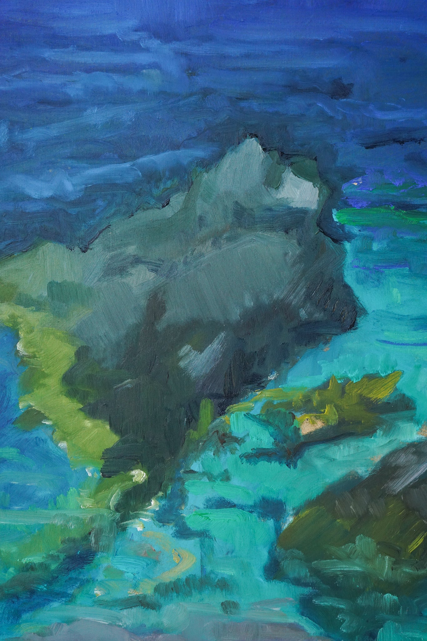 Tamariu Spain - Oil Sketch of a Rocky Bay