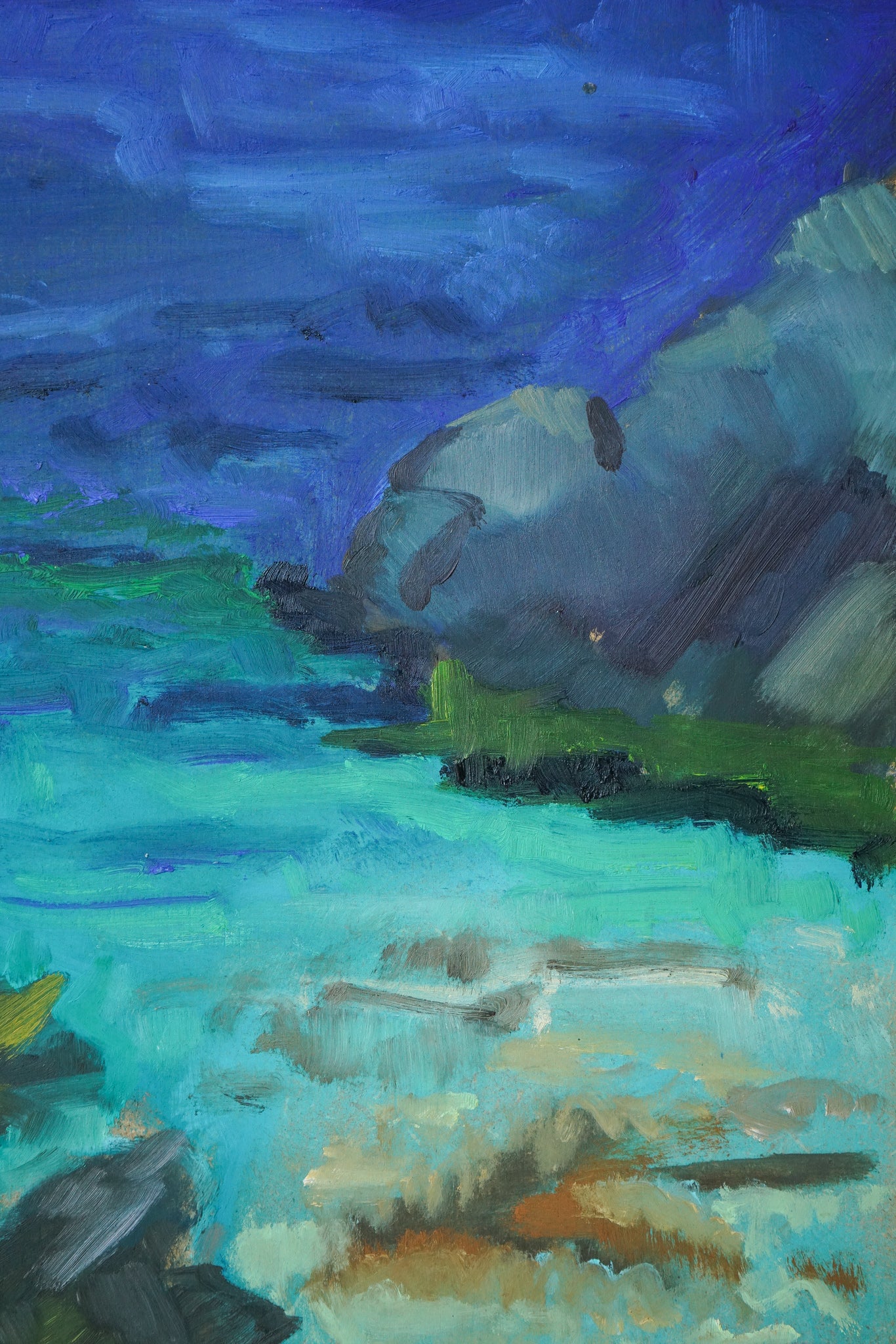 Tamariu Spain - Oil Sketch of a Rocky Bay