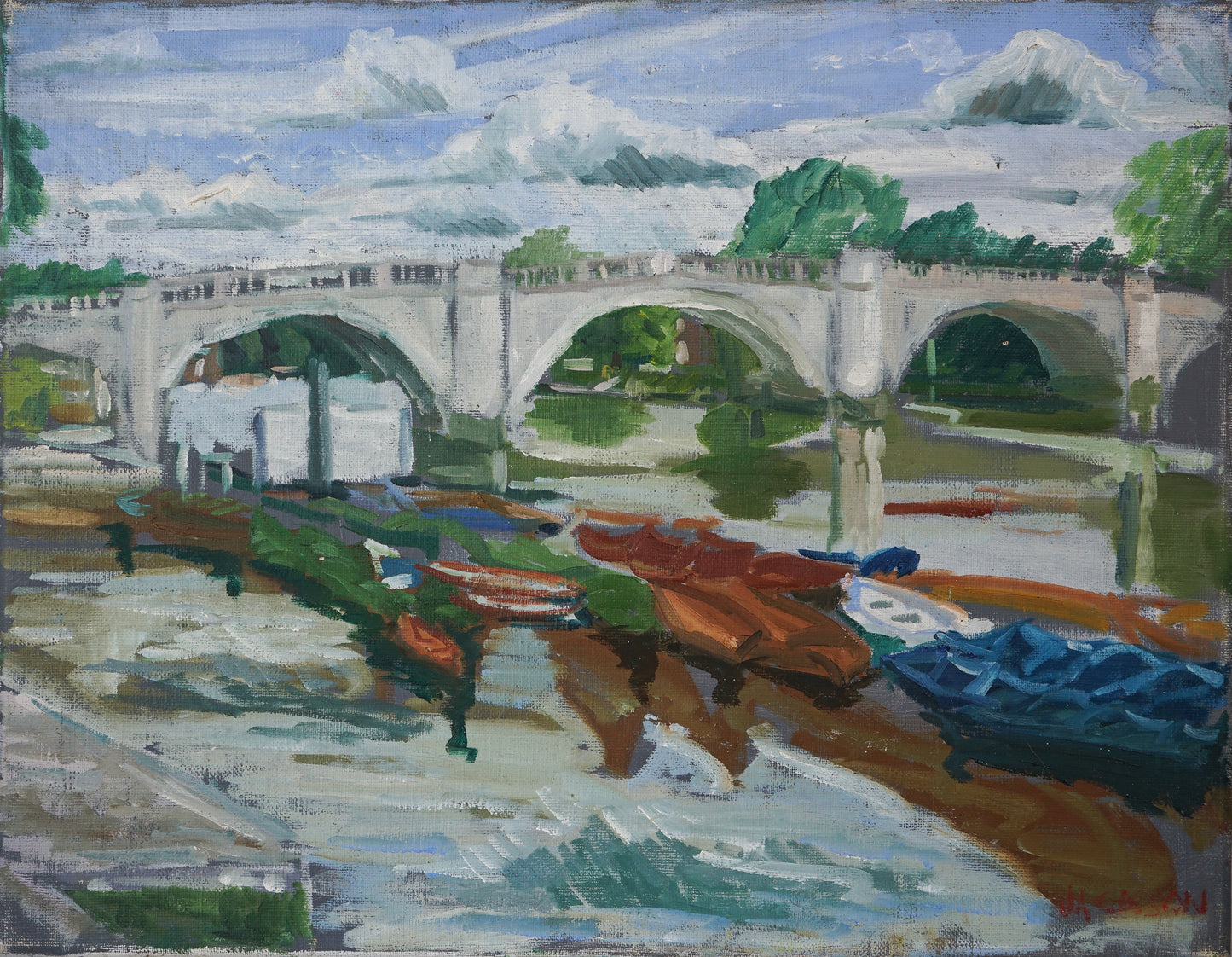 Richmond Bridge and Skiffs - Oil