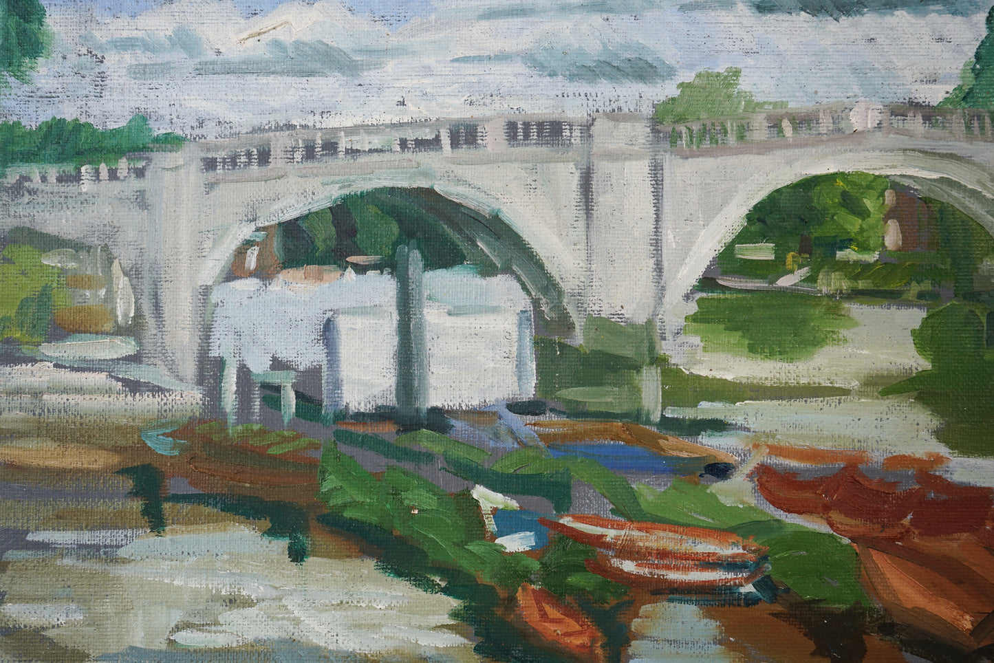 Richmond Bridge and Skiffs - Oil