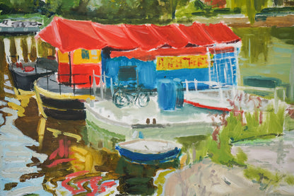 Puppet Theatre Barge - The Thames Richmond - Oil