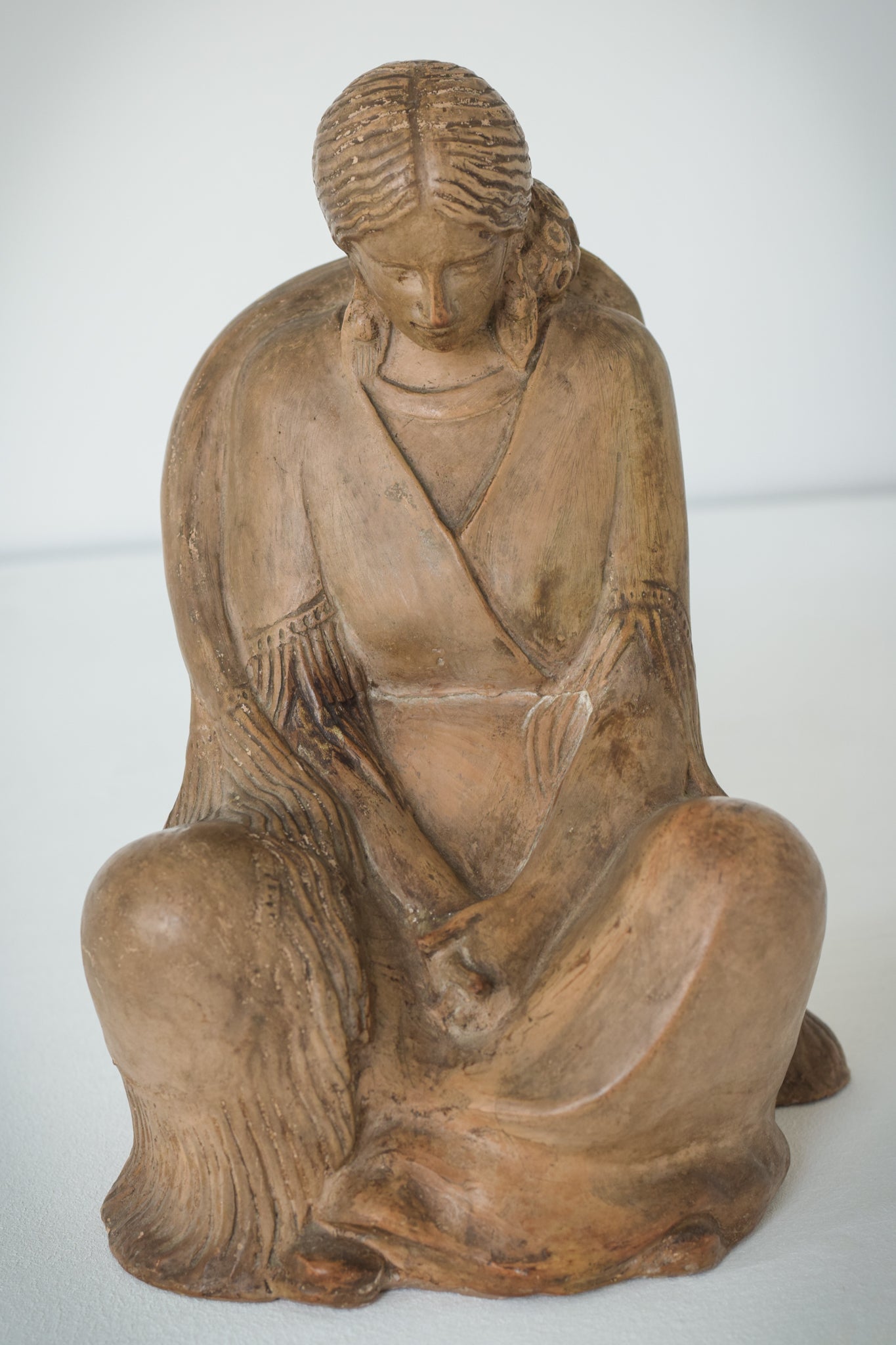 Terracotta Sculpture of A Draped Seated Woman
