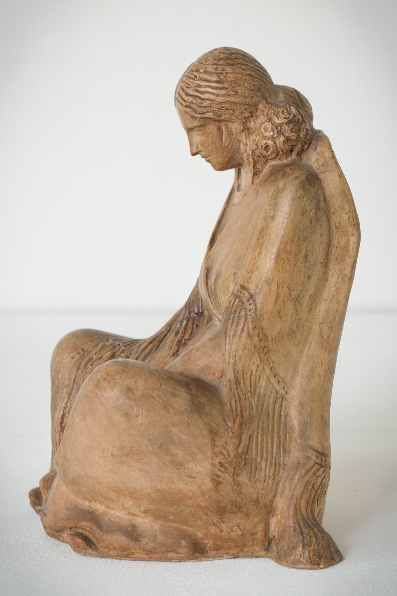 Terracotta Sculpture of A Draped Seated Woman_3