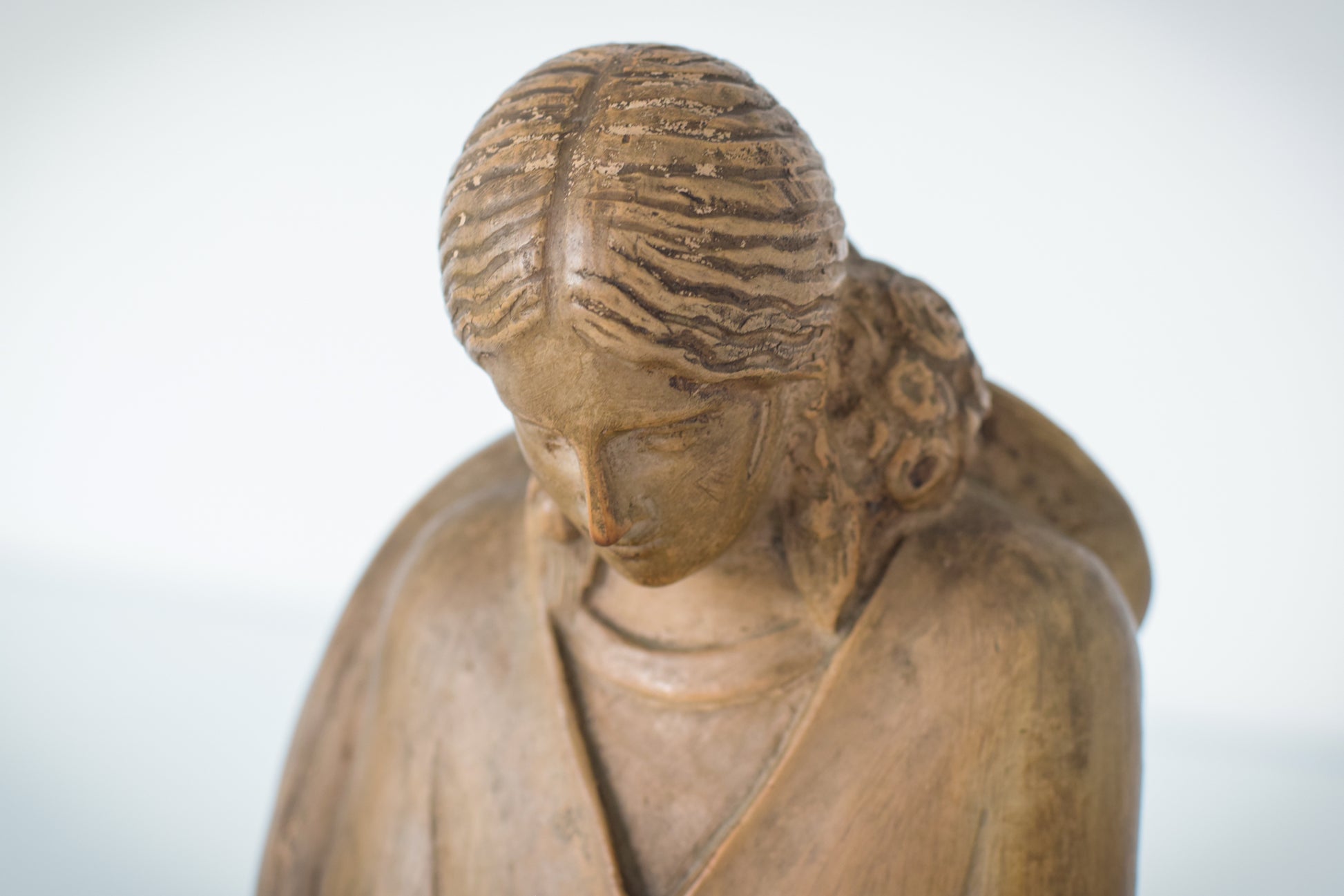 Terracotta Sculpture of A Draped Seated Woman_Detail