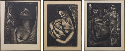 3 Lithographs with images of a Woman by Maria Josefa Colom