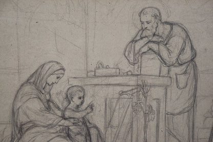 Pre-Raphaelite Drawing of the Holy Family_Detail