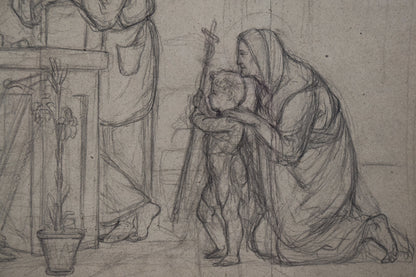 Pre-Raphaelite Drawing of the Holy Family_Detail 2